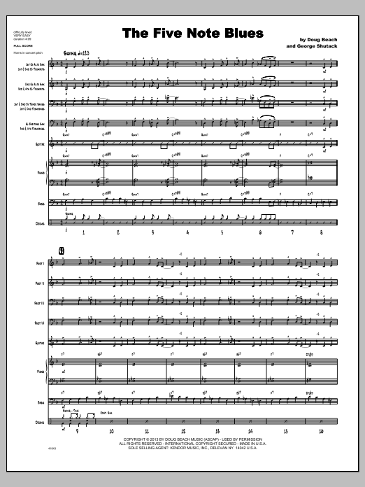 Download Doug Beach & George Shutack The Five Note Blues - Conductor Score ( Sheet Music