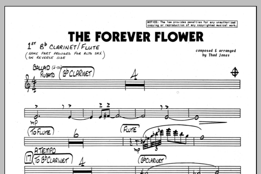 Download Thad Jones The Forever Flower - 1st Bb Clarinet Sheet Music