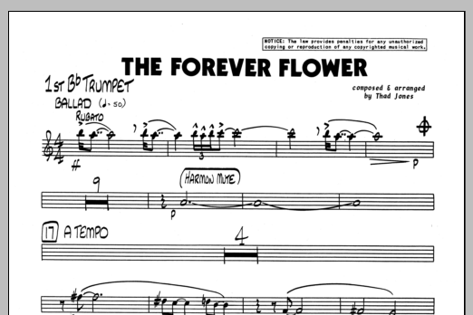 Download Thad Jones The Forever Flower - 1st Bb Trumpet Sheet Music