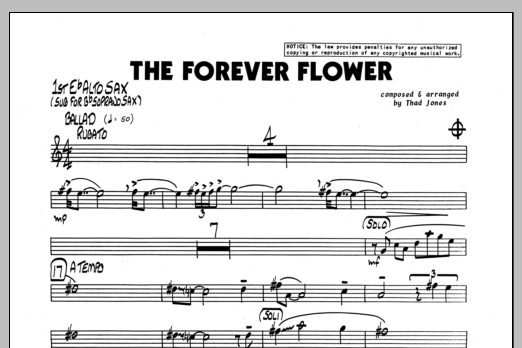 Download Thad Jones The Forever Flower - 1st Eb Alto Saxoph Sheet Music