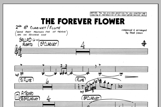 Download Thad Jones The Forever Flower - 2nd Bb Clarinet Sheet Music