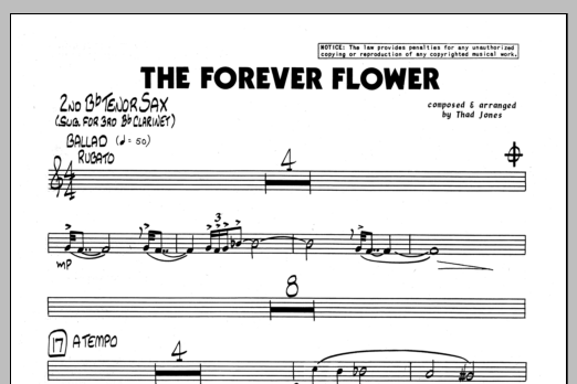 Download Thad Jones The Forever Flower - 2nd Bb Tenor Saxop Sheet Music