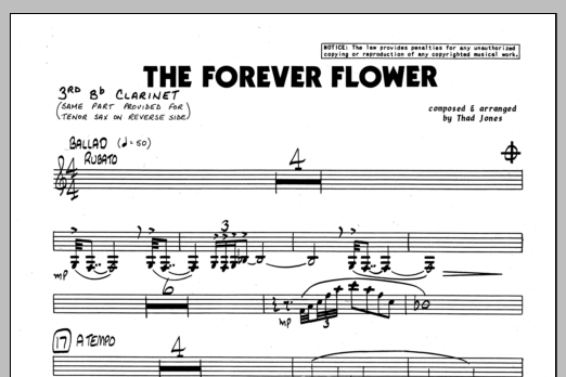 Download Thad Jones The Forever Flower - 3rd Bb Clarinet Sheet Music