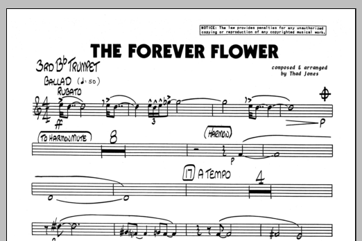 Download Thad Jones The Forever Flower - 3rd Bb Trumpet Sheet Music
