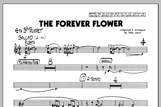Download Thad Jones The Forever Flower - 4th Bb Trumpet Sheet Music