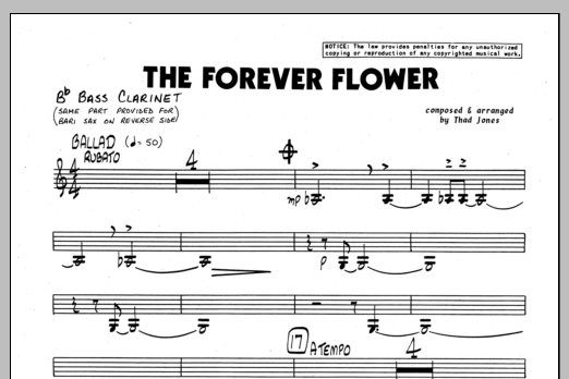 Download Thad Jones The Forever Flower - Baritone Sax Sheet Music