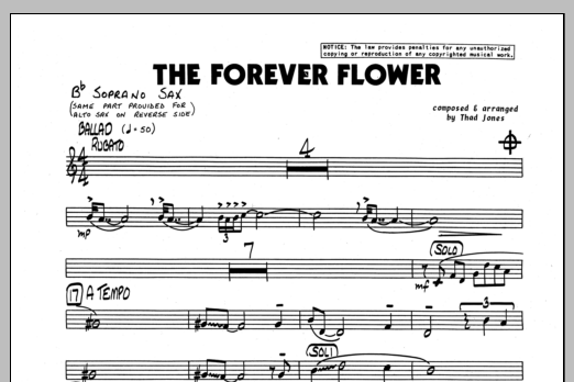 Download Thad Jones The Forever Flower - Bb Soprano Sax Sheet Music