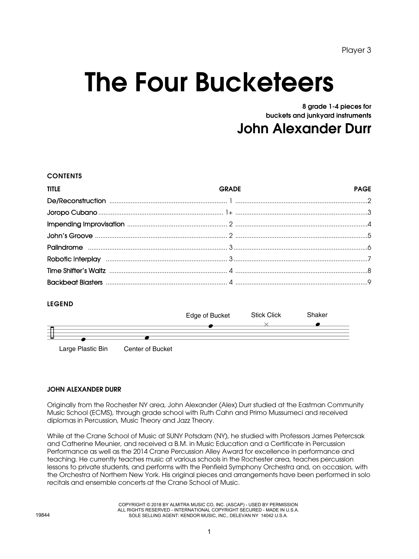 Download John Durr The Four Bucketeers - Percussion 3 Sheet Music