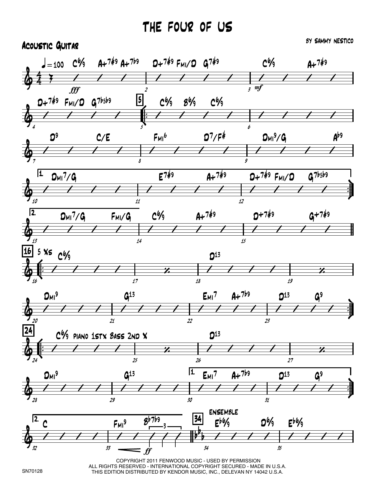 Download Sammy Nestico The Four Of Us - Guitar Sheet Music