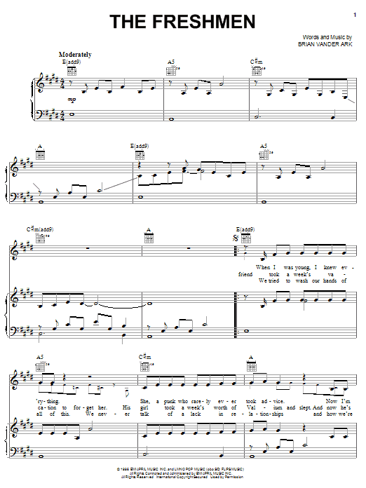 The Verve Pipe The Freshmen sheet music notes printable PDF score