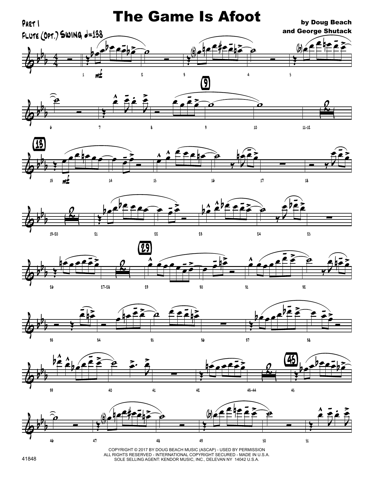 Download Doug Beach & George Shutack The Game Is Afoot - Flute Sheet Music