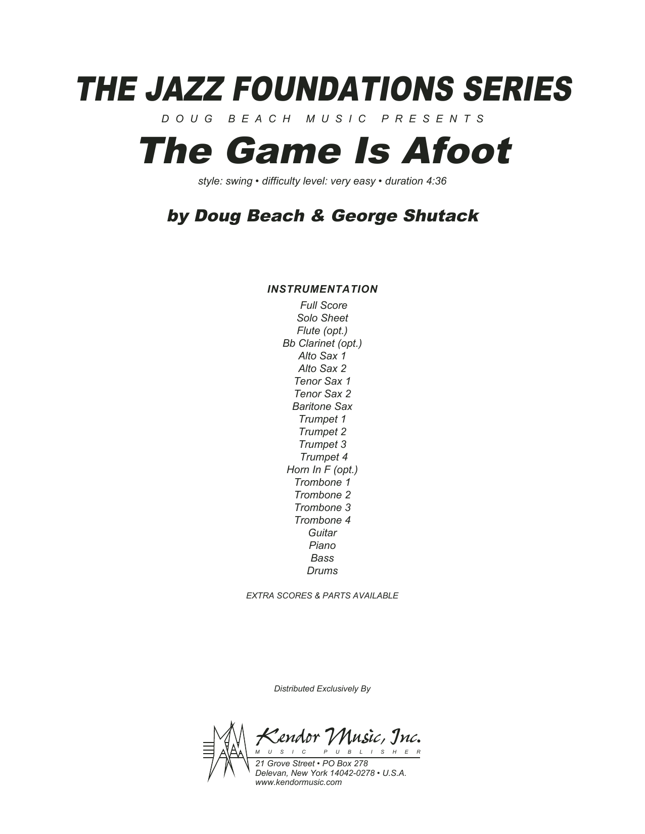 Download Doug Beach & George Shutack The Game Is Afoot - Full Score Sheet Music
