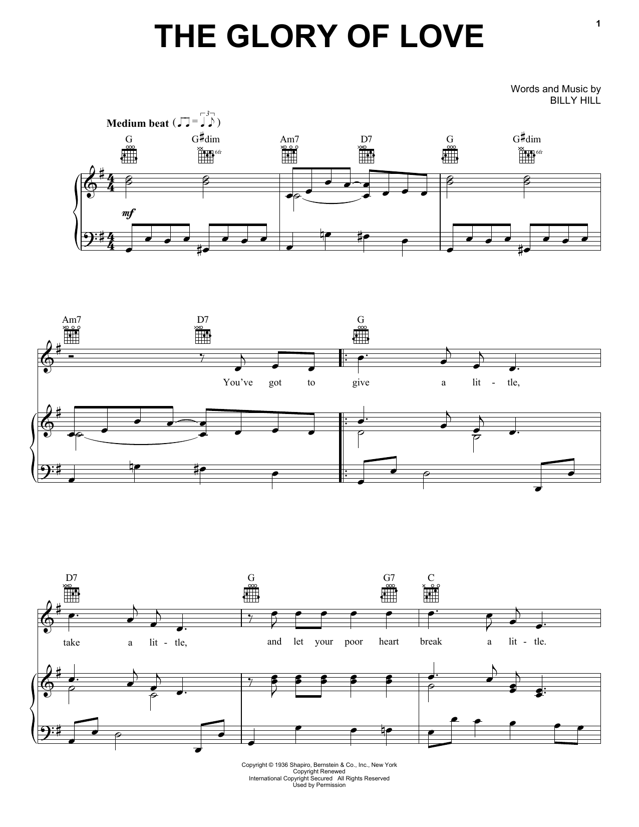 Count Basie The Glory Of Love sheet music notes printable PDF score