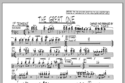 Download Thad Jones The Great One - 1st Trombone Sheet Music