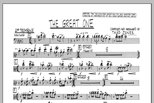 Download Thad Jones The Great One - 2nd Trombone Sheet Music