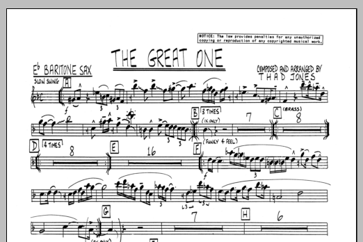 Download Thad Jones The Great One - Baritone Sax Sheet Music