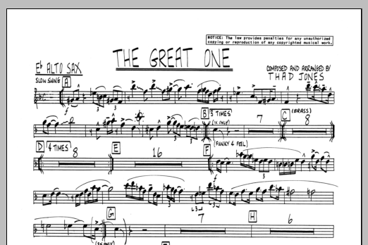 Download Thad Jones The Great One - Eb Alto Sax Sheet Music