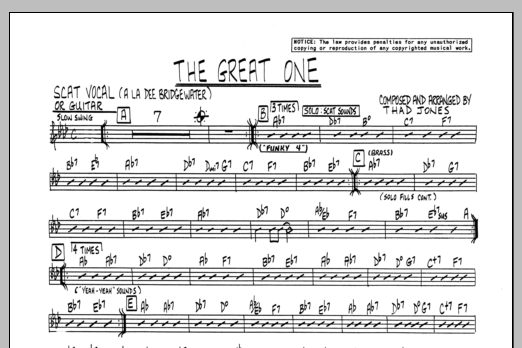 Download Thad Jones The Great One - Vocal Sheet Music