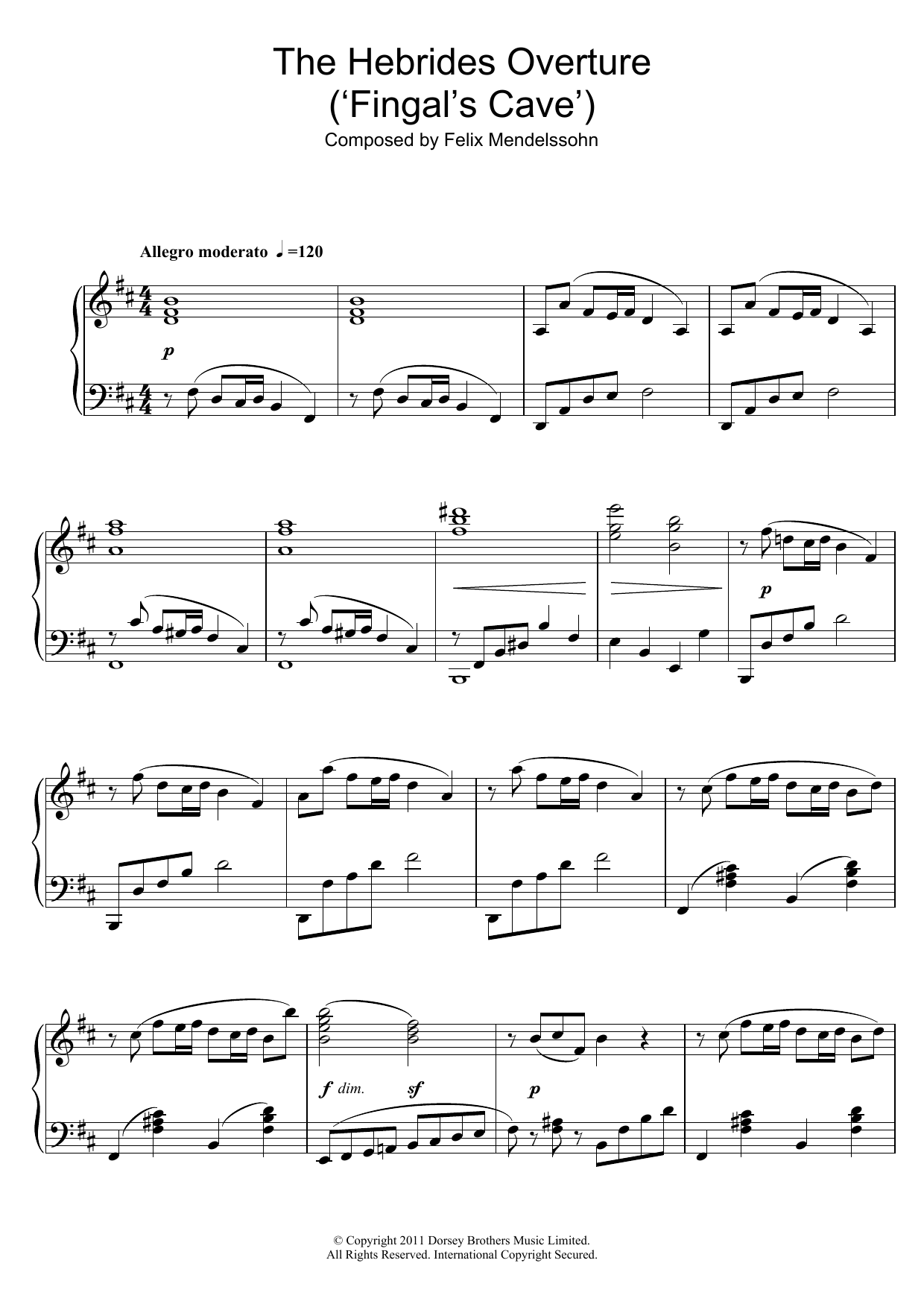 Download Felix Mendelssohn The Hebrides Overture (Fingal's Cave) Sheet Music