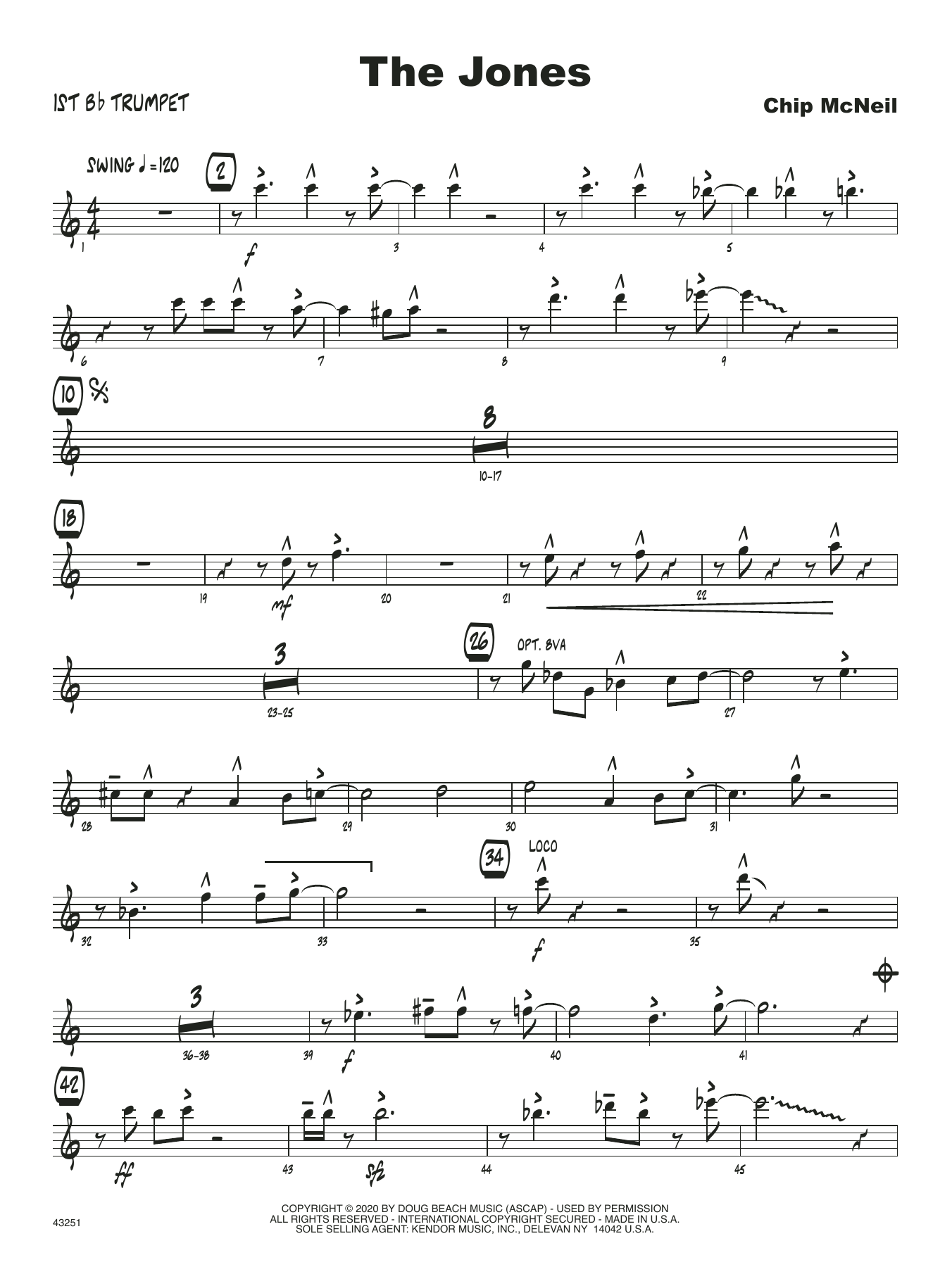 Download Chip McNeill The Jones - 1st Bb Trumpet Sheet Music