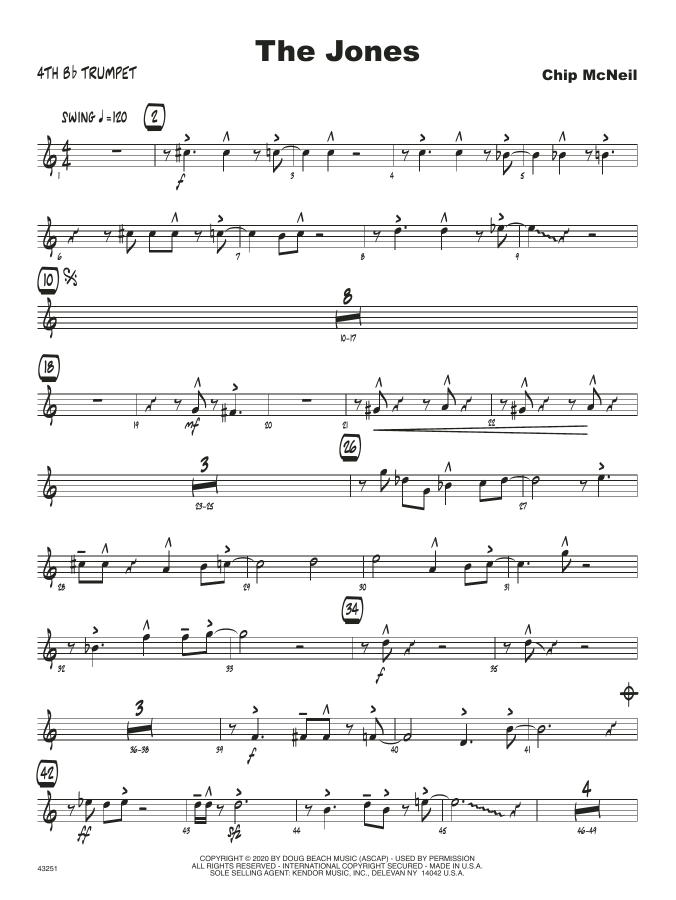 Download Chip McNeill The Jones - 4th Bb Trumpet Sheet Music
