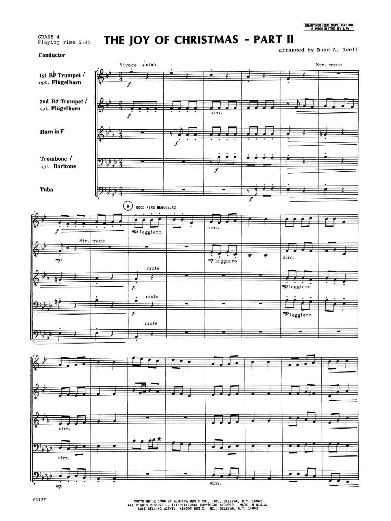 Download Budd A. Udell The Joy of Christmas Part 2 - Full Scor Sheet Music
