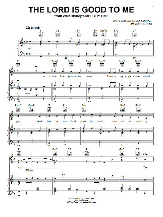 Kim Gannon The Lord Is Good To Me sheet music notes printable PDF score