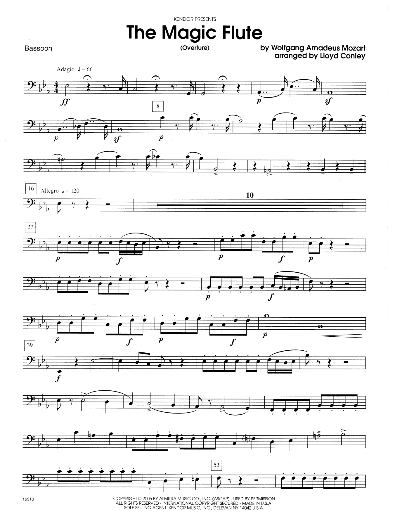 Download Lloyd Conley The Magic Flute (Overture) - Bassoon Sheet Music