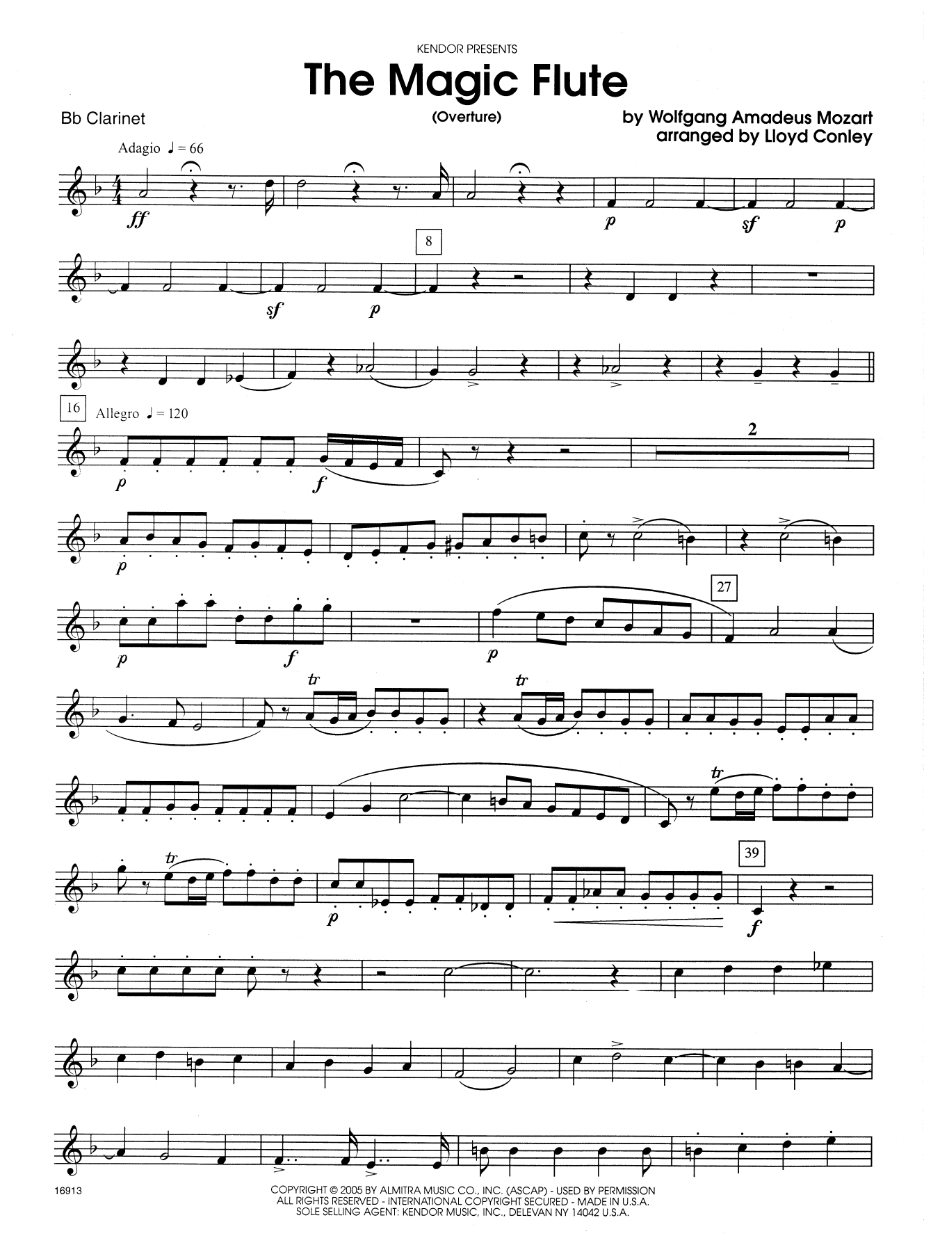 Download Lloyd Conley The Magic Flute (Overture) - Bb Clarine Sheet Music