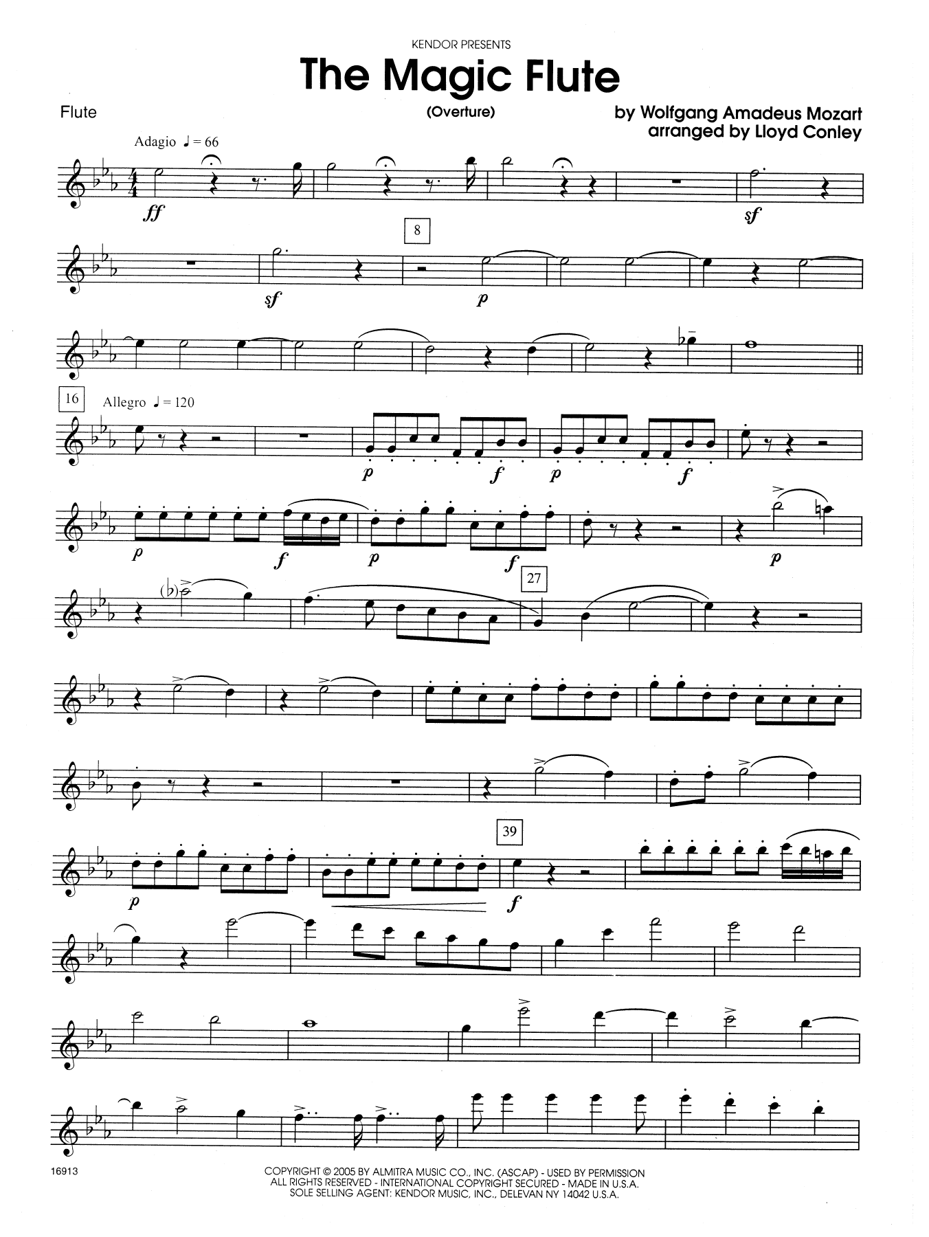 Download Lloyd Conley The Magic Flute (Overture) - Flute Sheet Music
