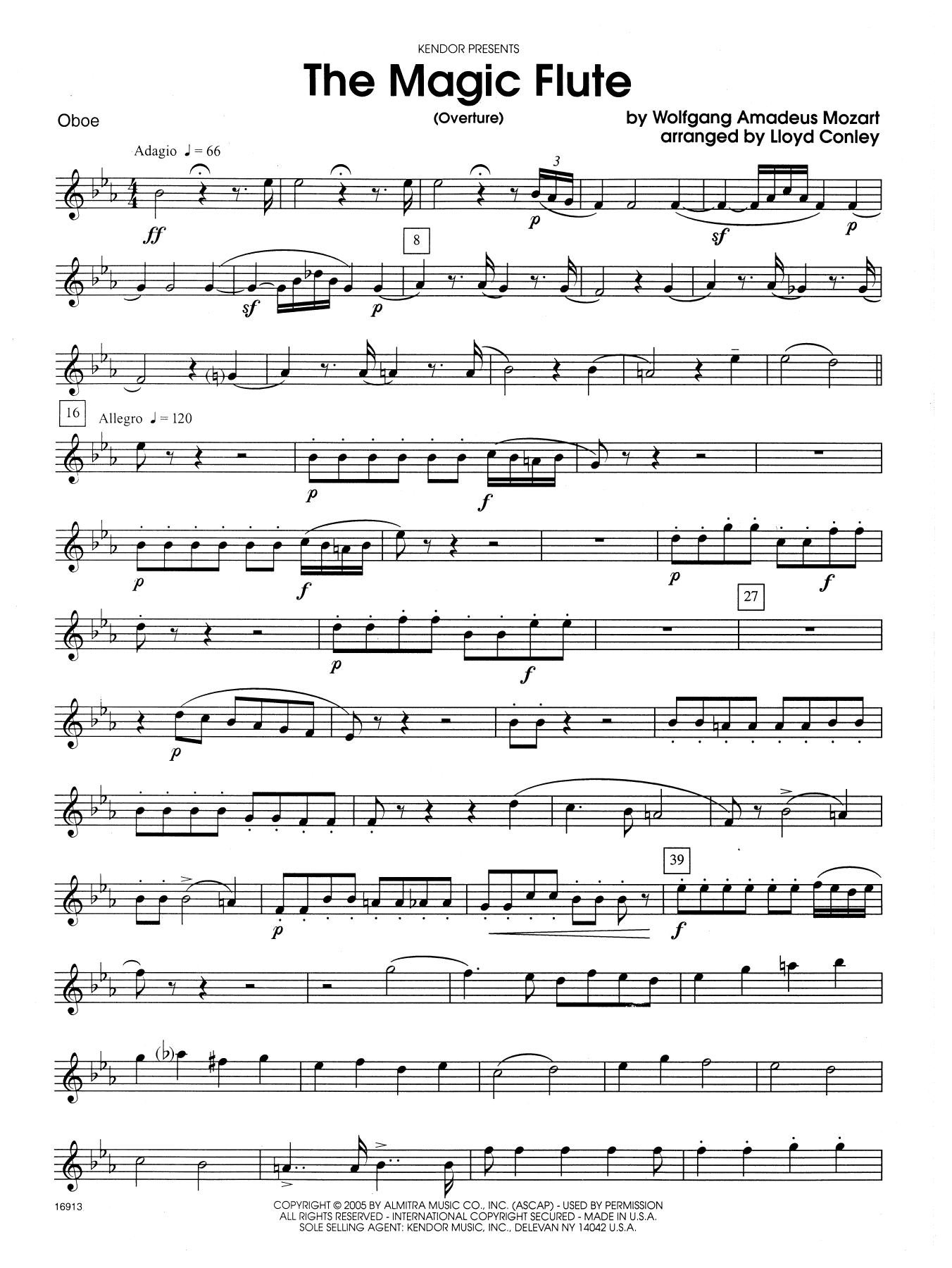 Download Lloyd Conley The Magic Flute (Overture) - Oboe Sheet Music