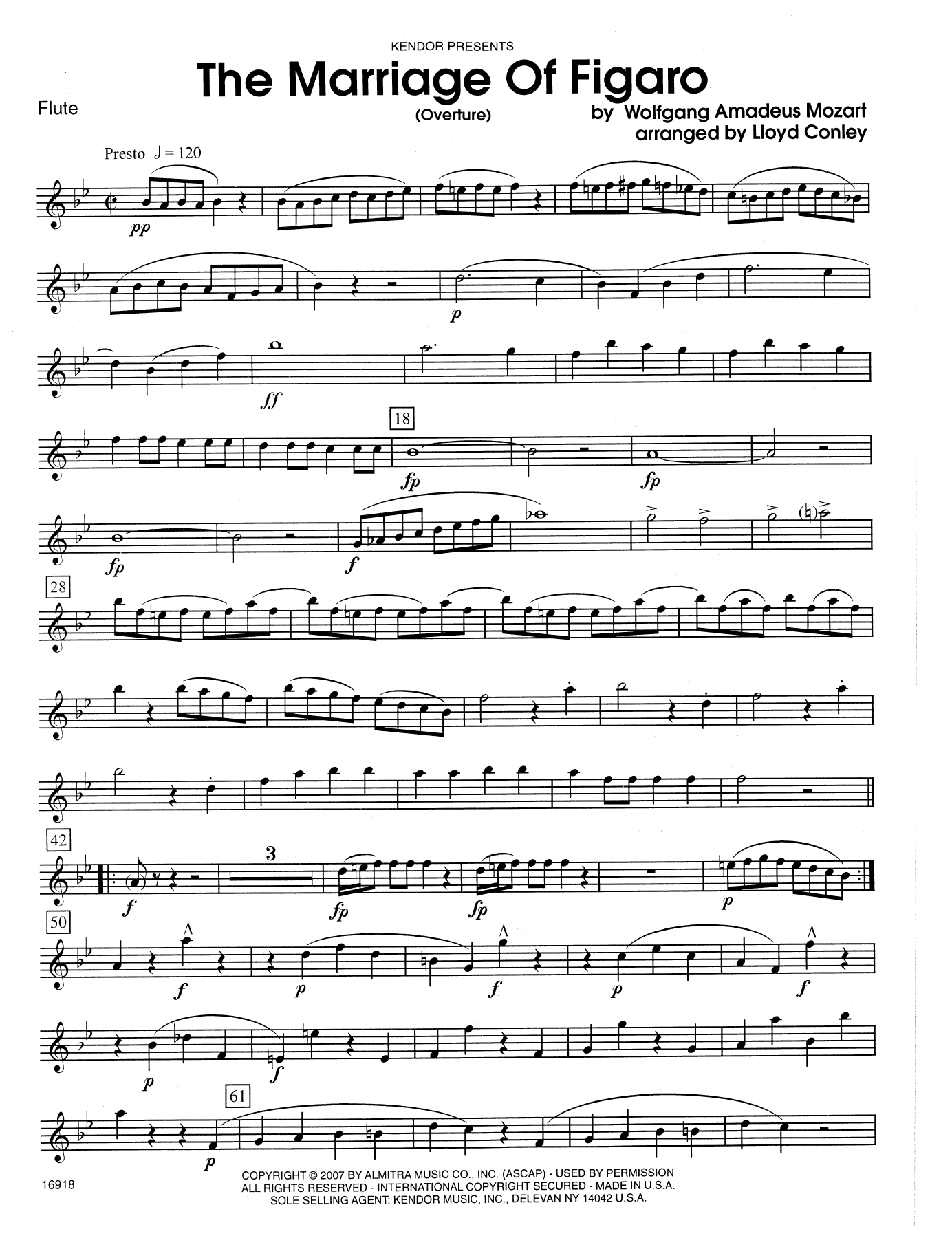 Download Lloyd Conley The Marriage Of Figaro (Overture) - Flu Sheet Music