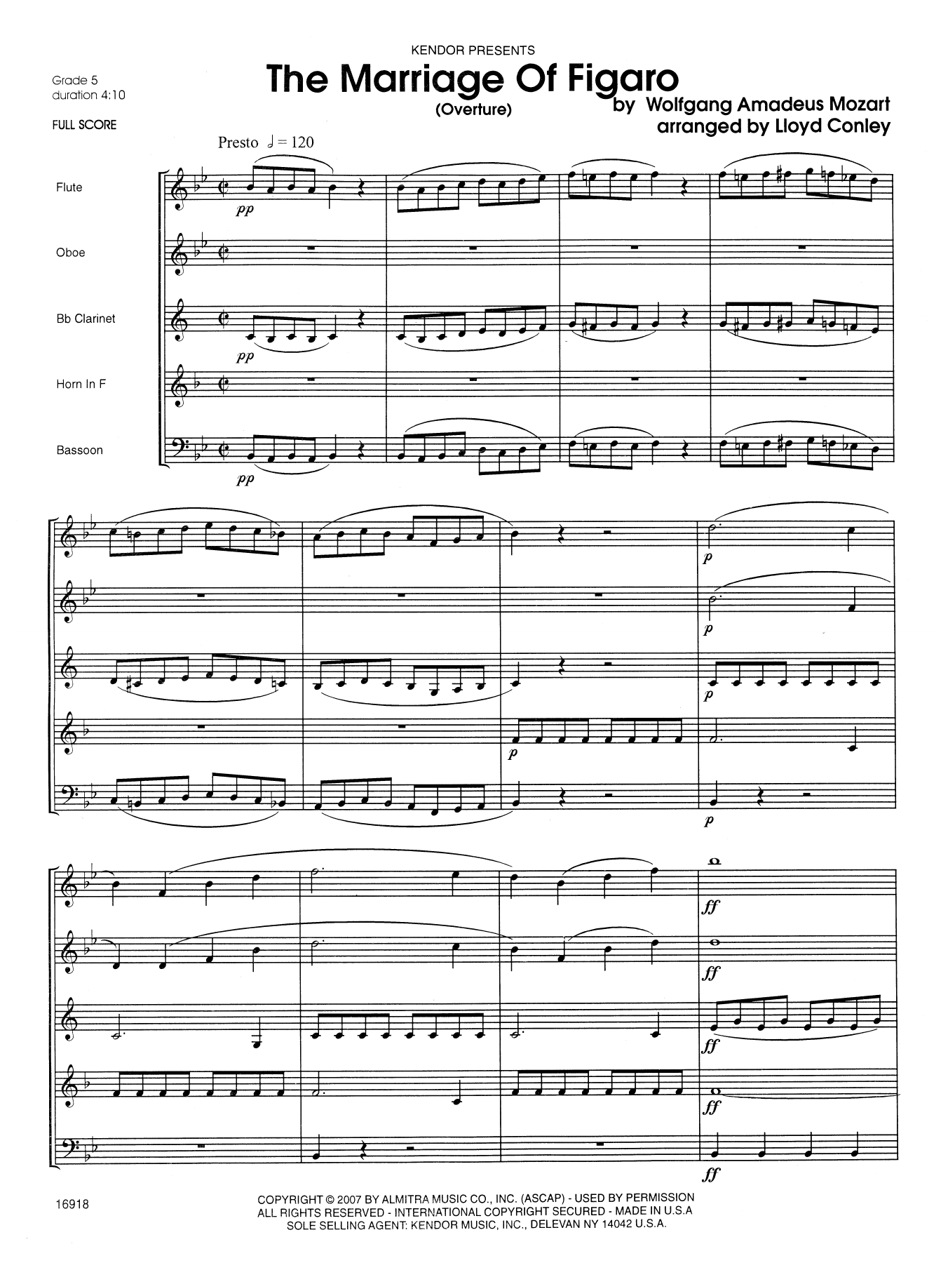 Download Lloyd Conley The Marriage Of Figaro (Overture) - Ful Sheet Music