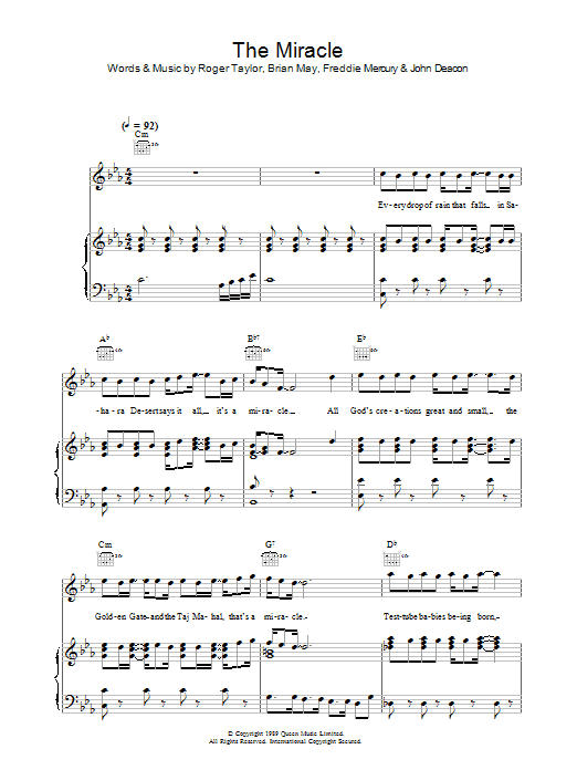 Download Queen The Miracle Sheet Music
