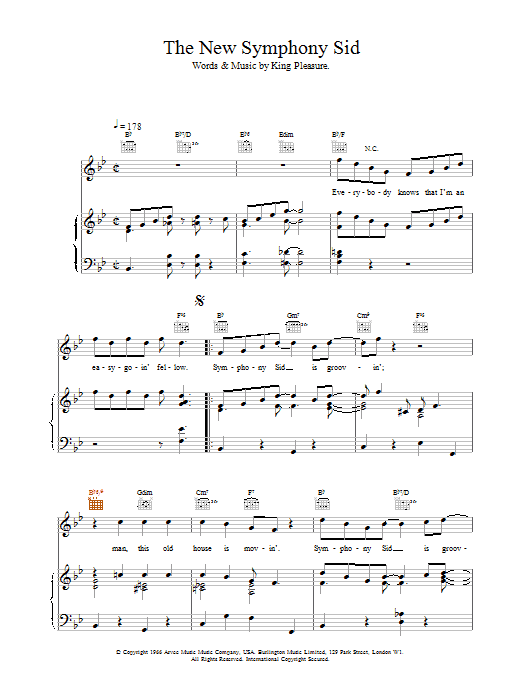 Van Morrison The New Symphony Sid sheet music notes printable PDF score