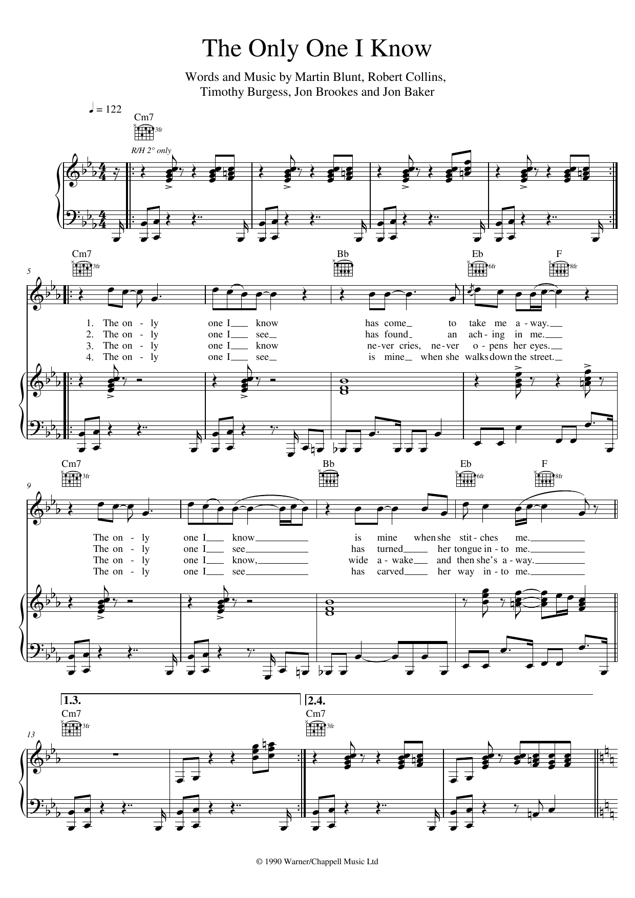 Download The Charlatans The Only One I Know Sheet Music
