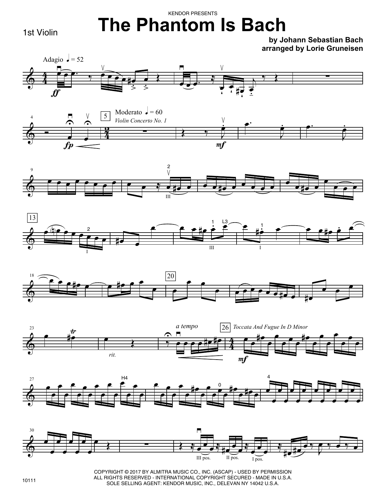 Download Lorie Gruneisen The Phantom Is Bach - 1st Violin Sheet Music