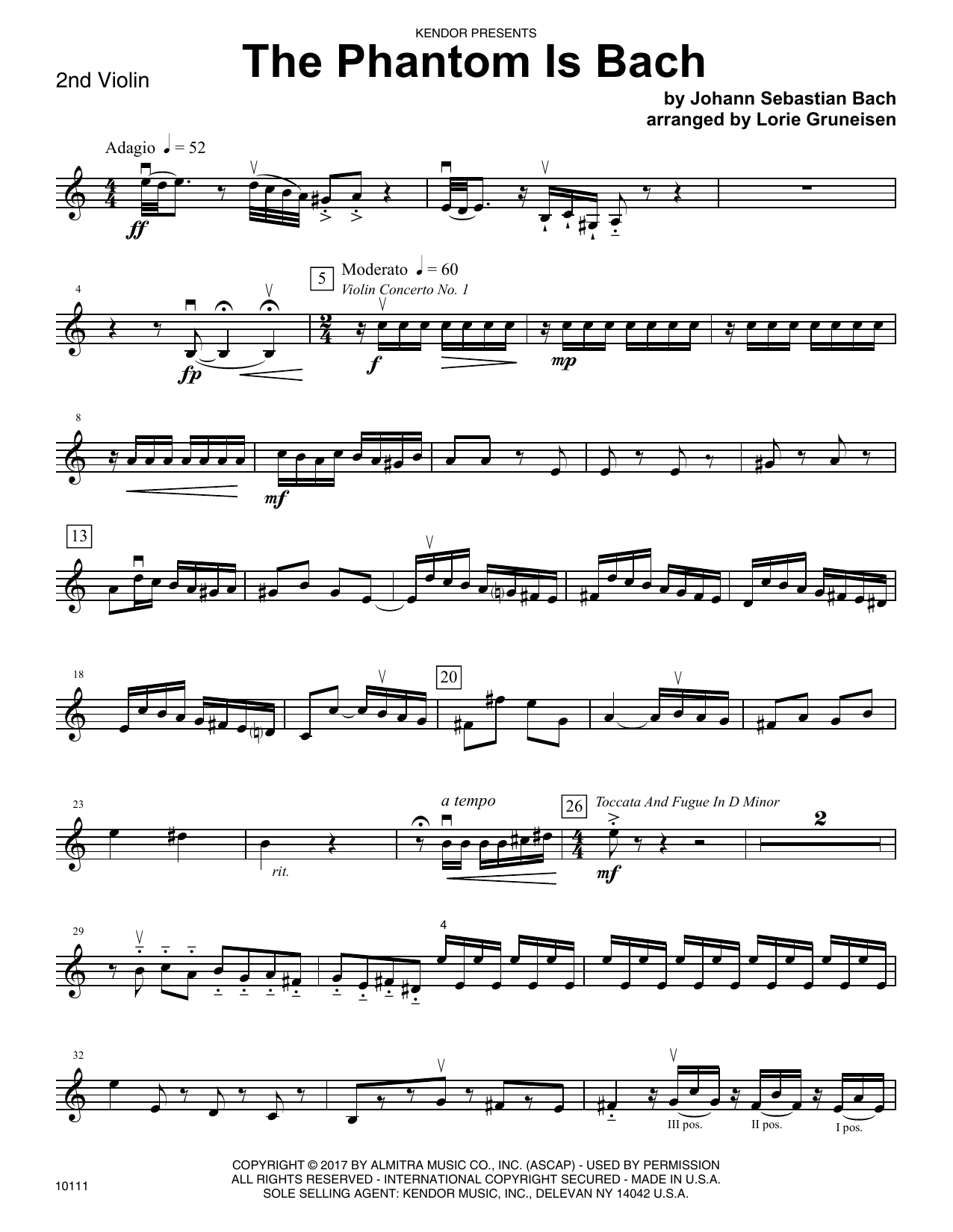 Download Lorie Gruneisen The Phantom Is Bach - 2nd Violin Sheet Music