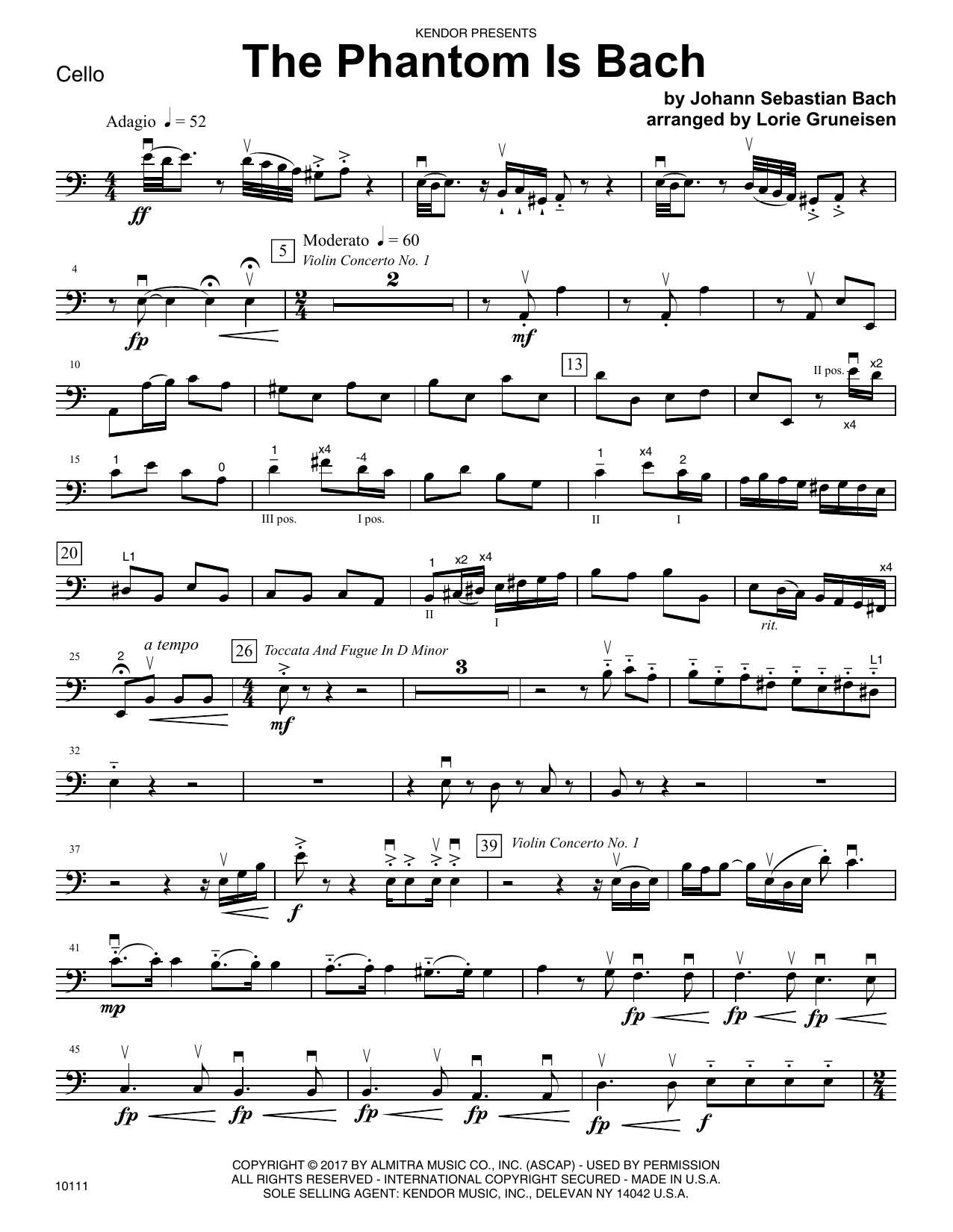 Download Lorie Gruneisen The Phantom Is Bach - Cello Sheet Music