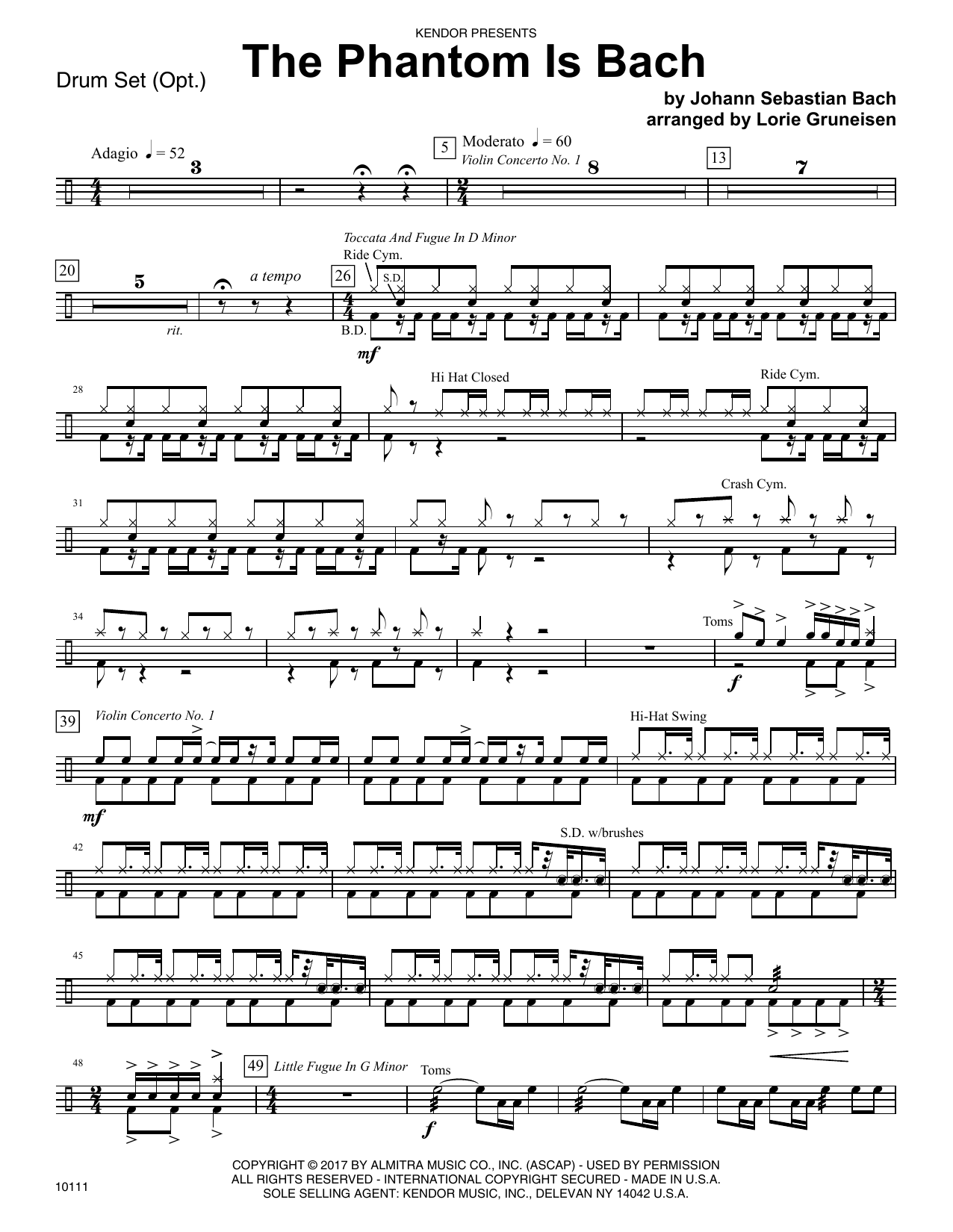 Download Lorie Gruneisen The Phantom Is Bach - Drum Set Sheet Music