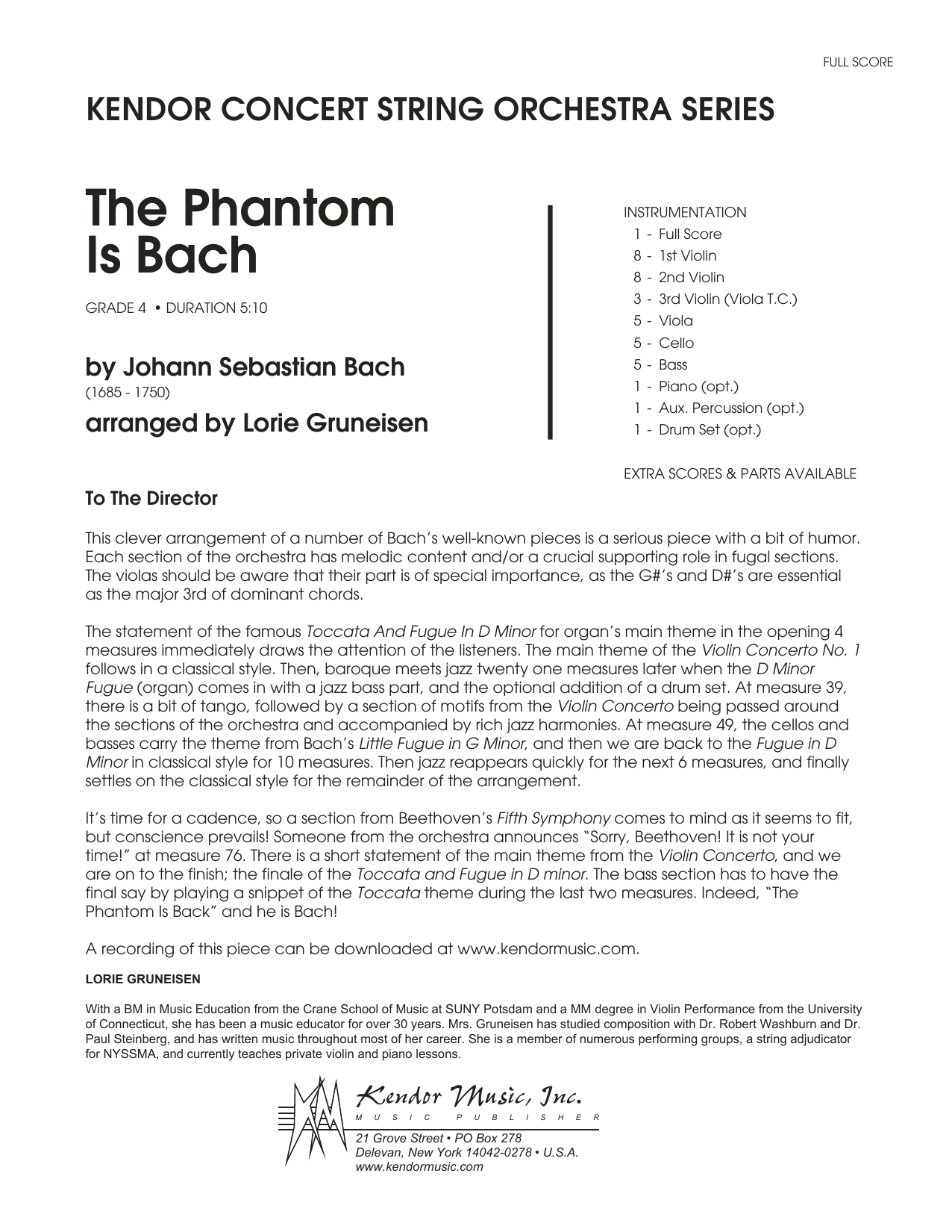 Download Lorie Gruneisen The Phantom Is Bach - Full Score Sheet Music