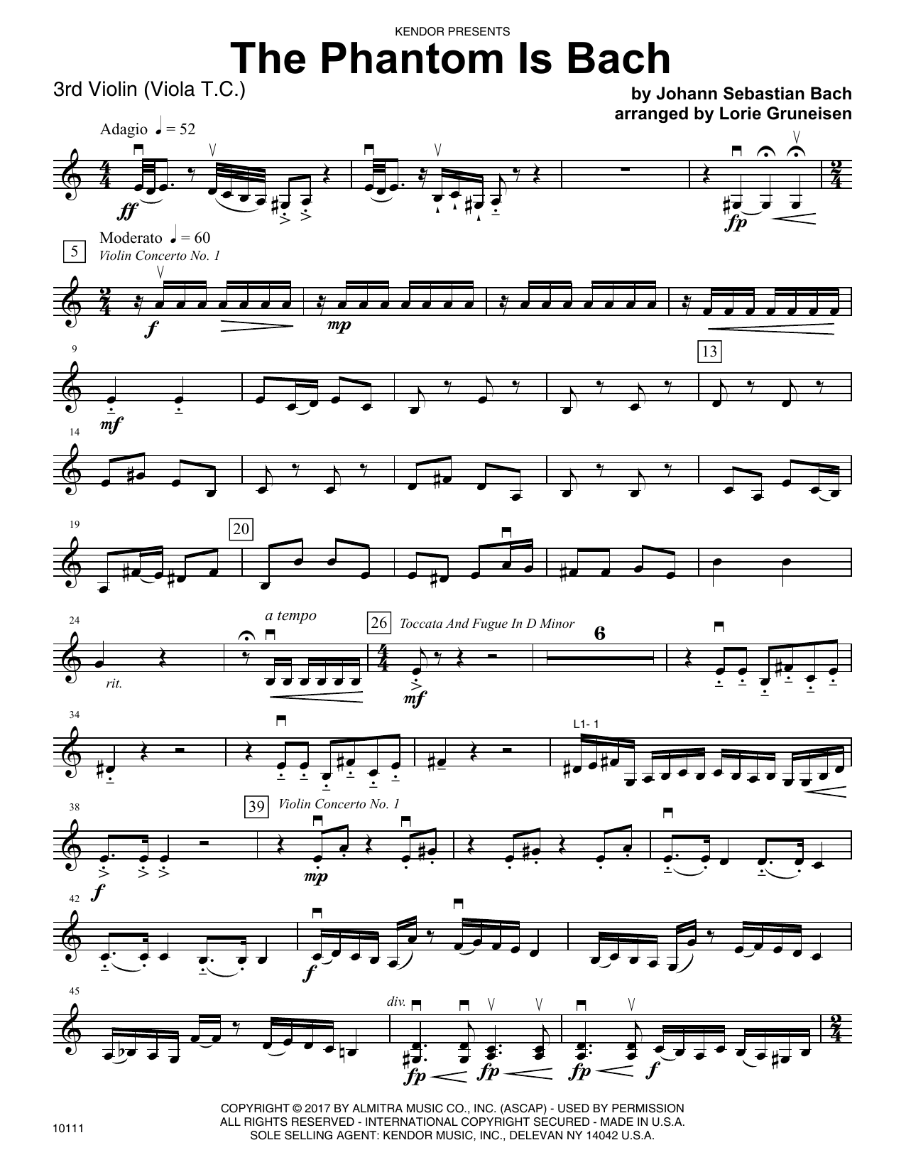 Download Lorie Gruneisen The Phantom Is Bach - Violin 3 (Viola T Sheet Music