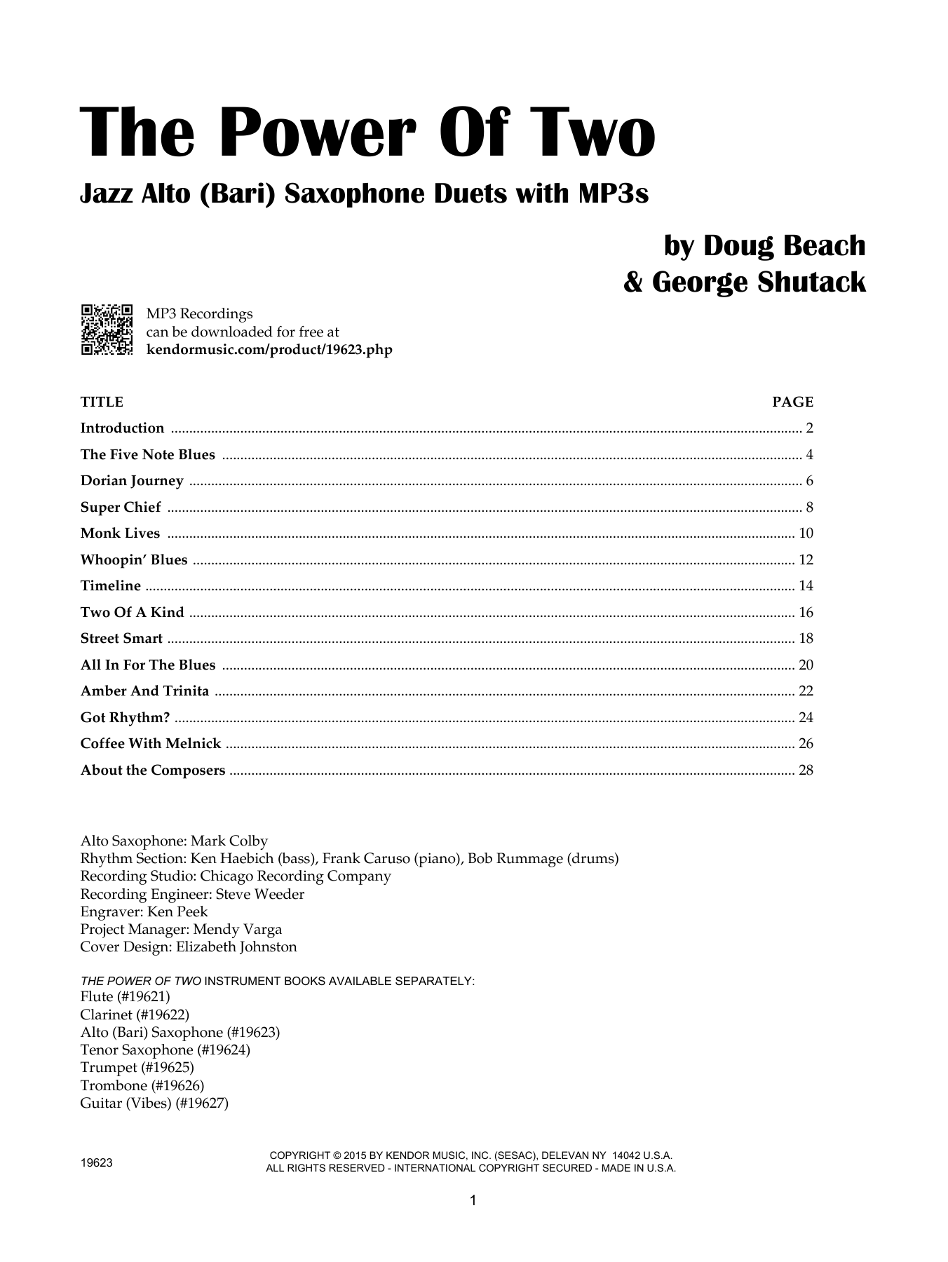 Download Doug Beach The Power Of Two - Alto (Bari) Saxophon Sheet Music