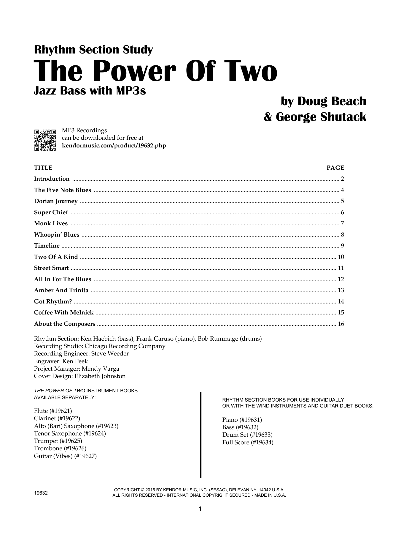Download Doug Beach & George Shutack The Power Of Two - Bass - Bass Sheet Music