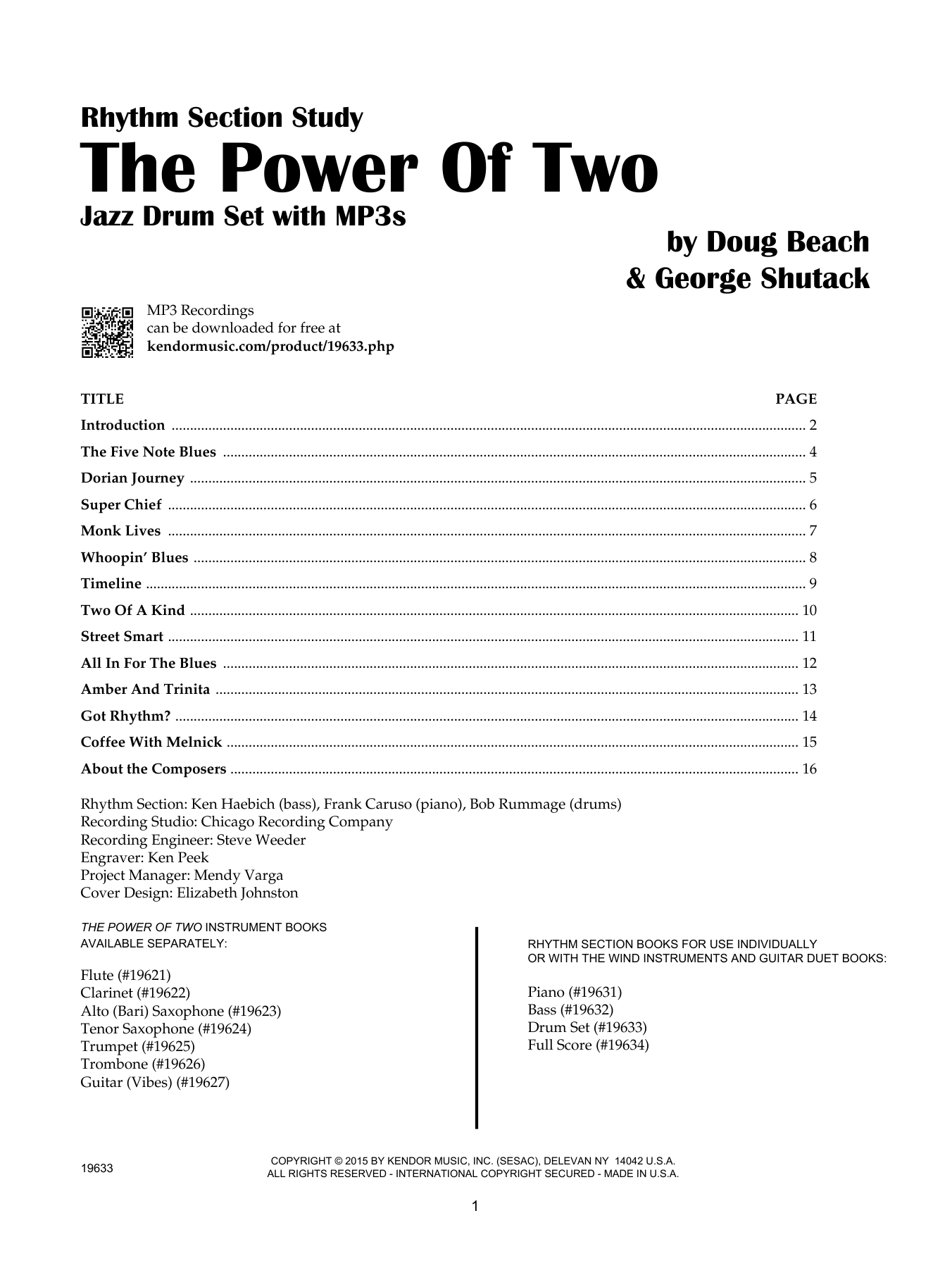 Download Doug Beach & George Shutack The Power Of Two - Drum Set - Drum Set Sheet Music
