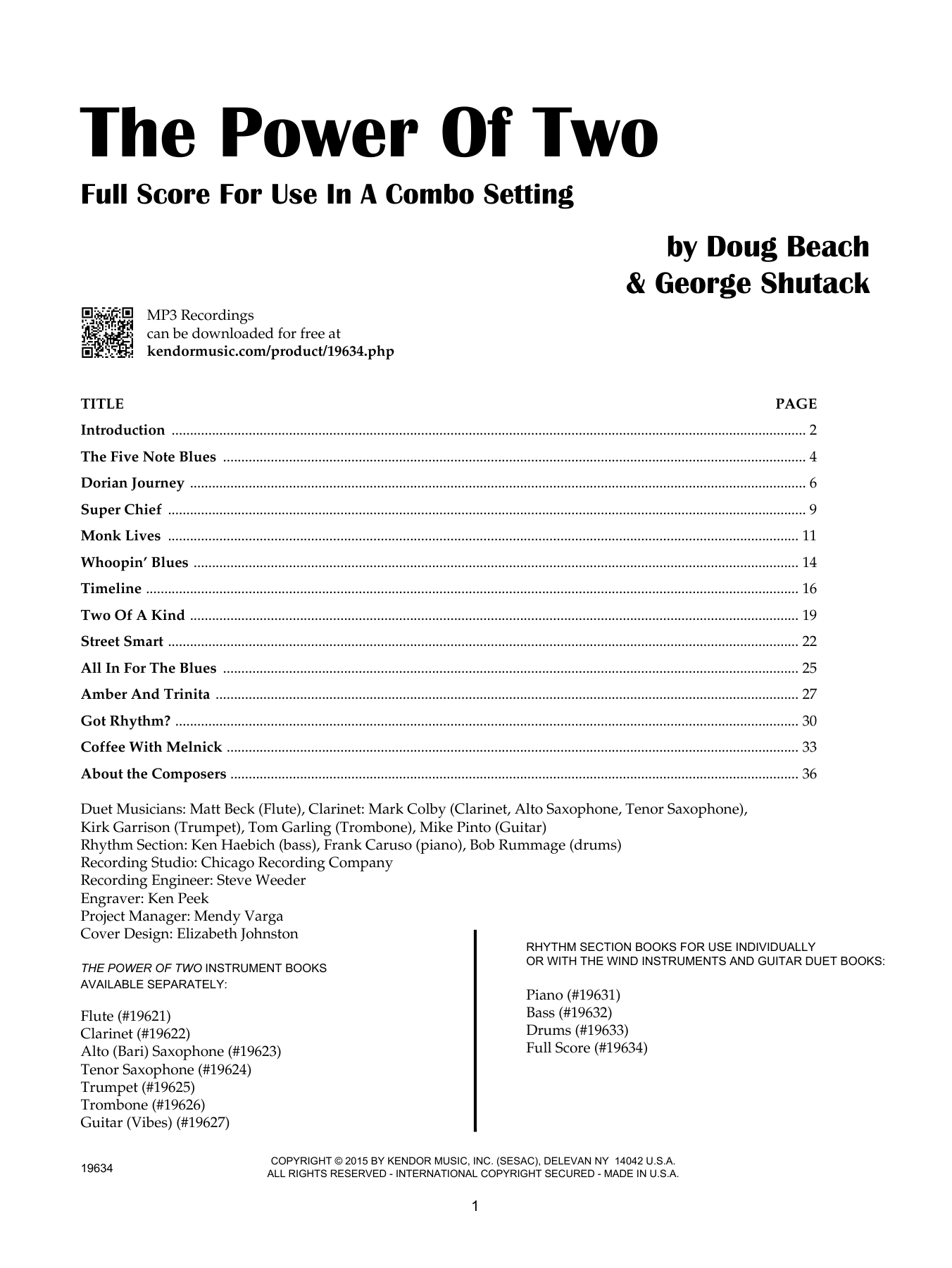 Download Doug Beach & George Shutack The Power Of Two - Full Score - Full Sc Sheet Music