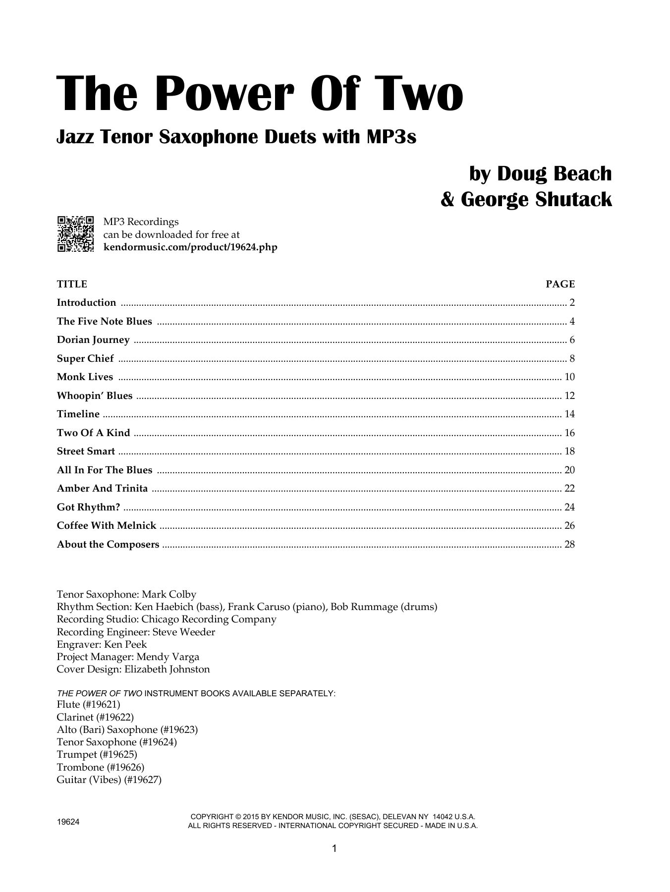 Download Doug Beach The Power Of Two - Tenor Saxophone Sheet Music