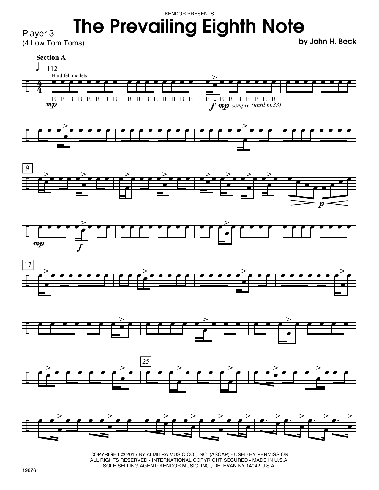 Download John H. Beck The Prevailing Eighth Note - Percussion Sheet Music