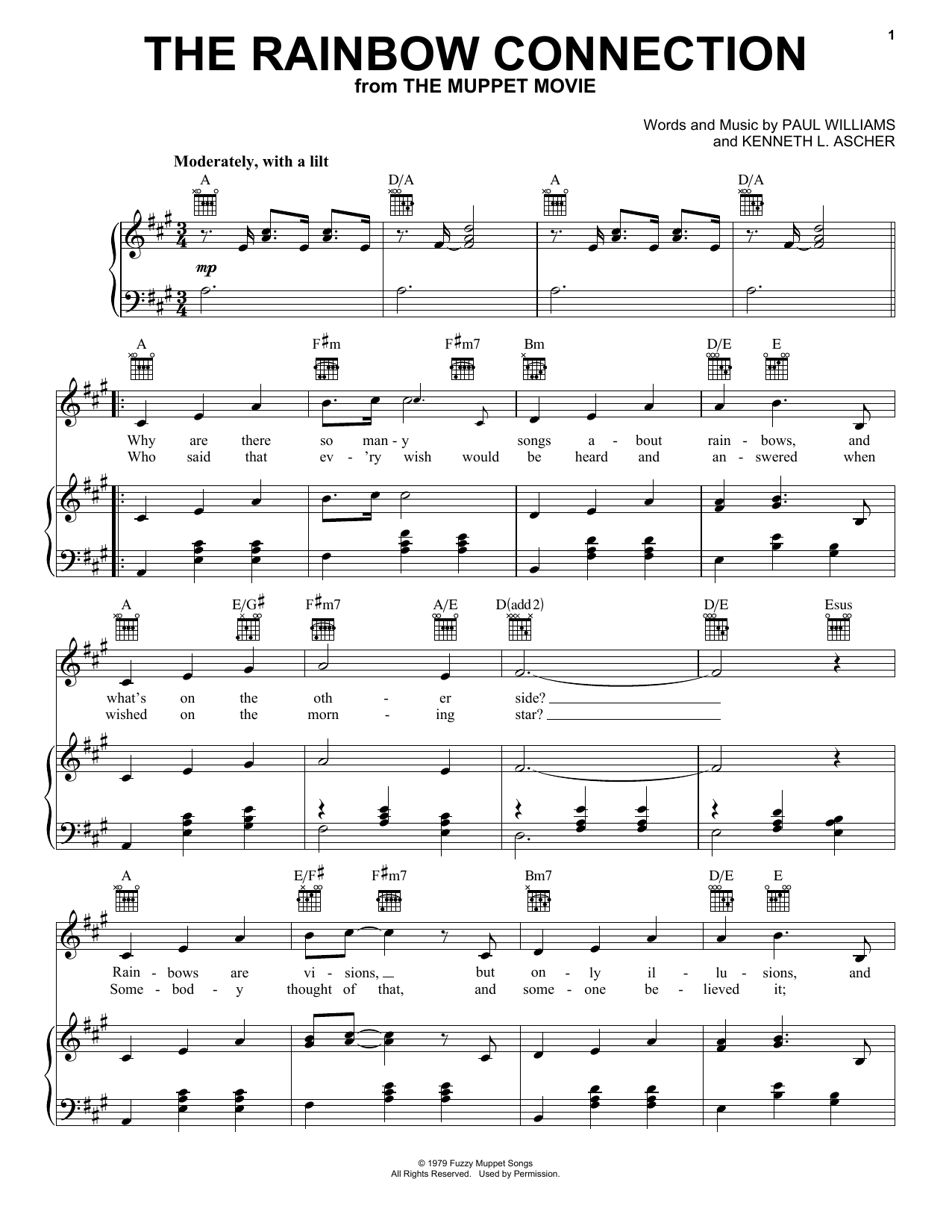 Kermit The Frog The Rainbow Connection sheet music notes printable PDF score