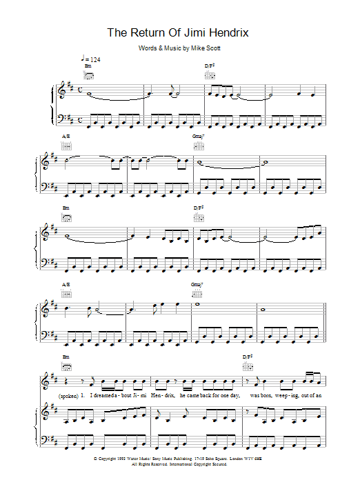 Waterboys The Return Of Jimi Hendrix sheet music notes printable PDF score